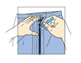 拉鏈的正確使用方法---拉頭咬住布料