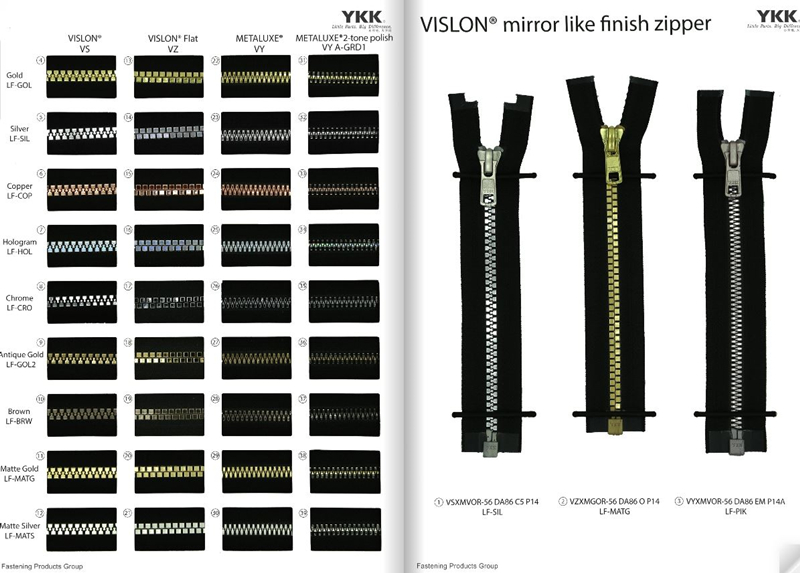 YKK VISLON MIRROR LIKE ZIPPER